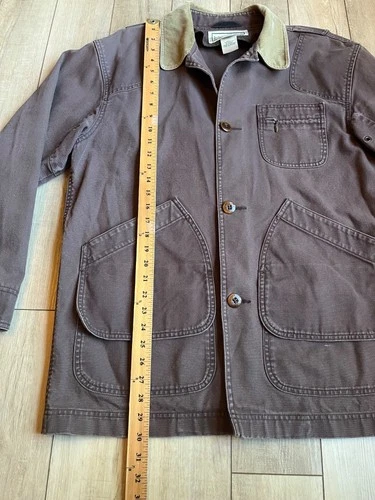 VTG LL Bean Canvas Barn Chore Coat Jacket Workwear Mens Medium OJV93 Brown *READ image 8