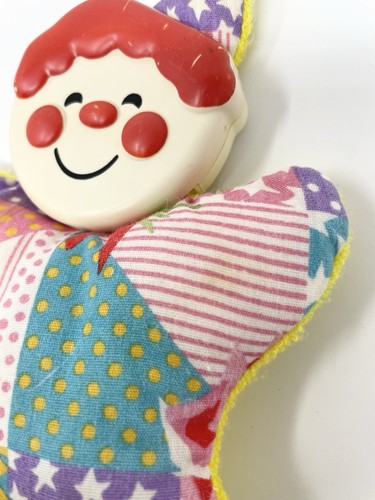 Fisher Price Soft Shakes Clown Patchwork Terry Cloth Rattle 652 Vtg 1982 5” - Picture 7 of 15