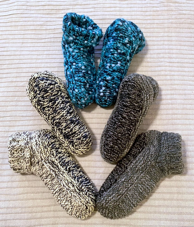 3x selbstgestrickte warme Socken Puschen Sofasocken Gr. 38/39 & 39-41 - Bild 2 von 4