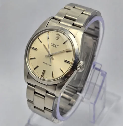 Rolex 6426 oyster precision vintage 34mm 7835 357 Ends Serviced Box Linen Dial!!