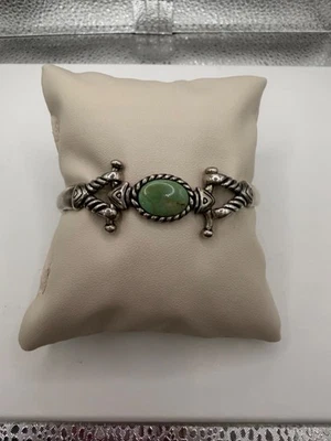 sterling silver green turquoise bracelet - Image 1 of 4