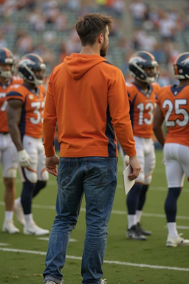 Denver Broncos Hoodie Men's M NFL G-III Orange Fleece Full Zip Sweatshirt - Image 3 of 4