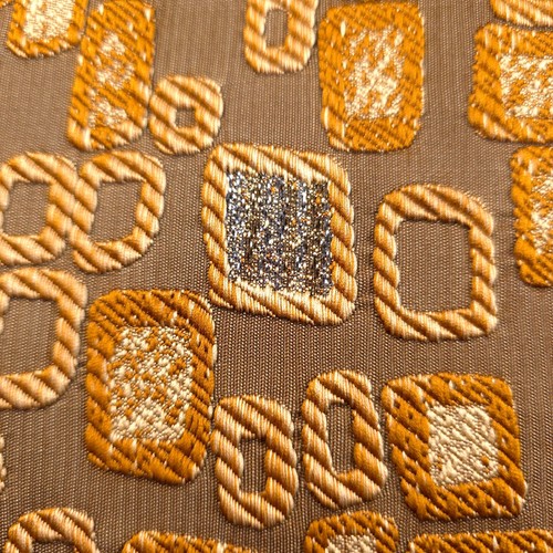 GOLD BRONZE GEOMETRIC BROCADE FABRIC METALLIC ABSTRACT SQUARES 56" BY THE YARD - Picture 7 of 9