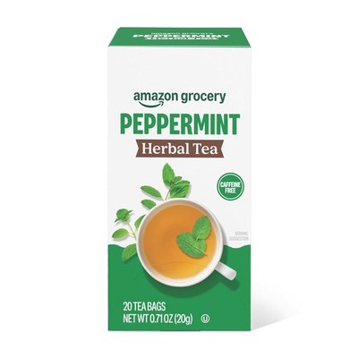 Amazon Grocery, Peppermint Herbal Tea Bags, 20 Ct 20 Count (Pack of 1) 