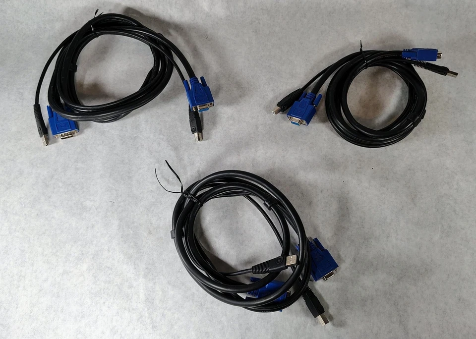 Cable KVM USB VGA, 6' (VGA macho y USB-A) a (VGA hembra USB-B) **(LOTE DE 3)** Foto 2 de 2