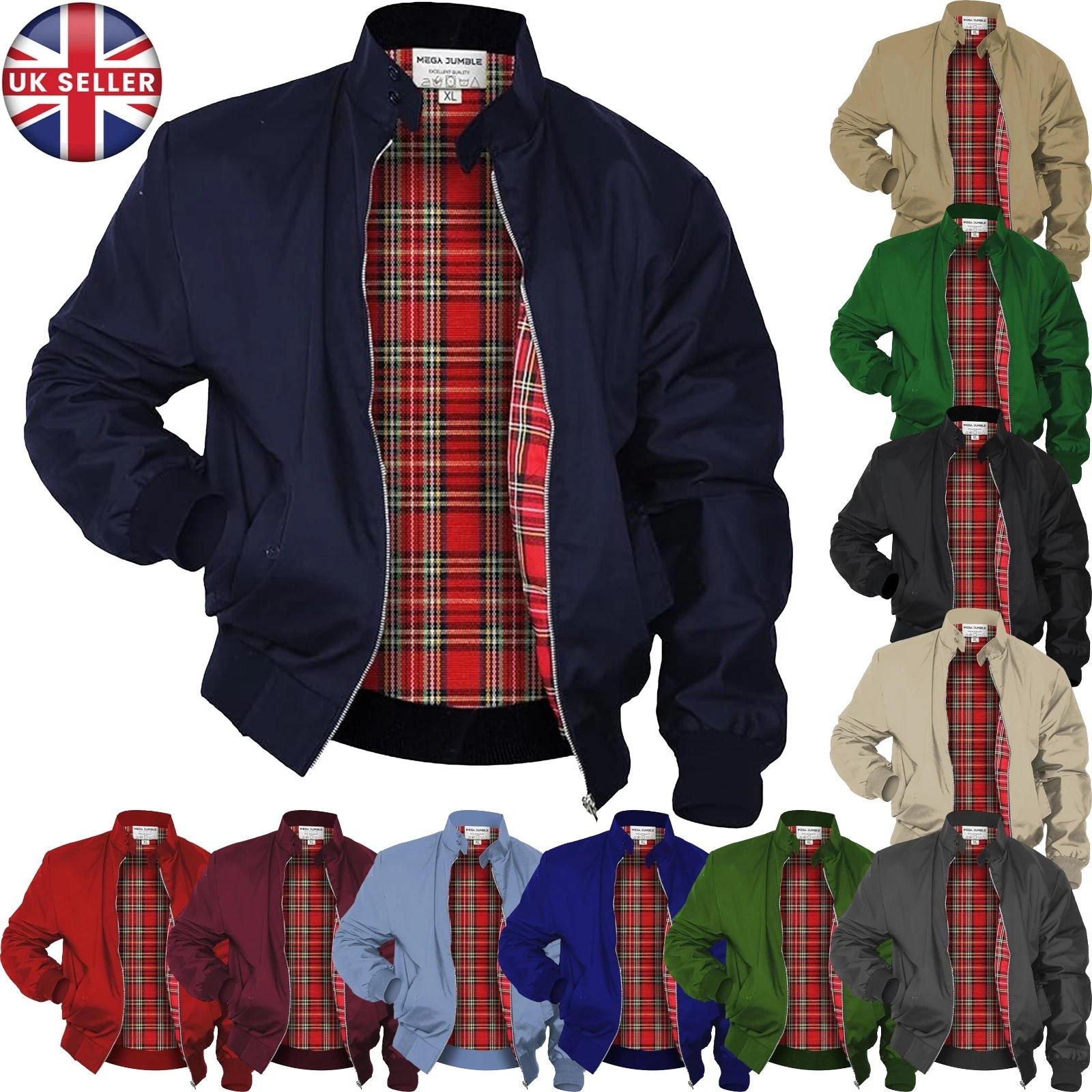 Mens Harrington Jacket 1970's Vintage Retro Mod Scooter Bomber Coat Classic Top