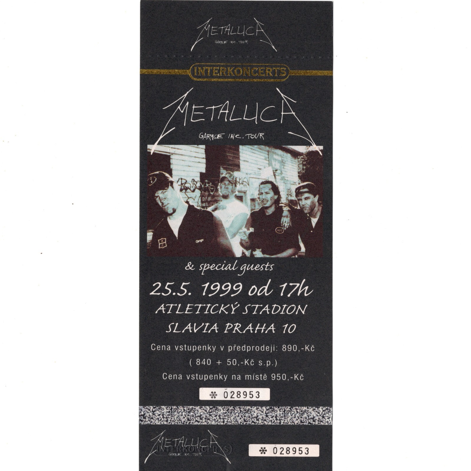 METALLICA Full Concert Ticket Stub CZECH REPUBLIC 5/25/99 GARAGE INC TOUR Rare