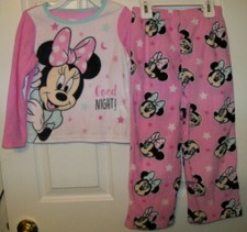 Minnie Mouse Disney Soft Fleece Pink 2 Piece Set Red Pajama PJ Girls Size 4T NWT