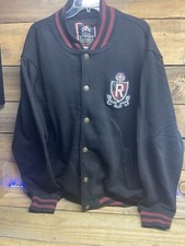 VINTAGE USA Rugby Varsity Jacket 4x Black Wool Letterman Patch 1897 Division One