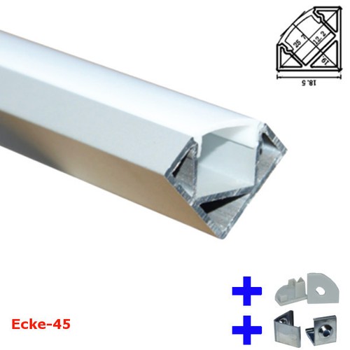 NEU elox. Aluminium Profile + Abdeckung + Clips + Endkappen Alu LED Streifen - Bild 6 von 8