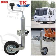 Jockey Wheel with Clamp Heavy Duty 48mm Caravan Trailer Galvanised Solid Tyre UK