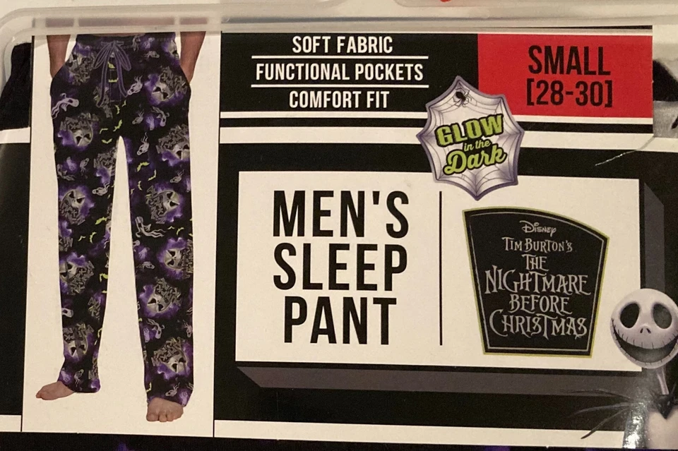 Pantalones de dormir para hombre Pesadilla antes de Navidad Pumpkin King pequeños 28-30 NUEVO Foto 2 de 4