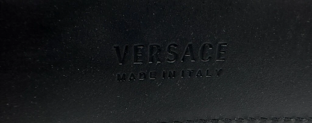 Cintura Versace Medusa Cintura Vitello in pelle nera e fibbia palladio 95 38