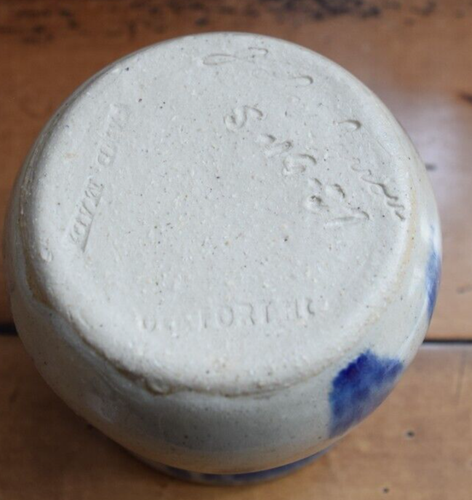 John Garrou Art Pottery Candle Votive Old Fort NC Blue Off White Hearts 1987 - Picture 8 of 8