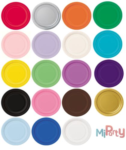 8 Round Paper Party Plates 7" & 9" Plain Solid Colours Tableware Birthday Party - Picture 1 of 1