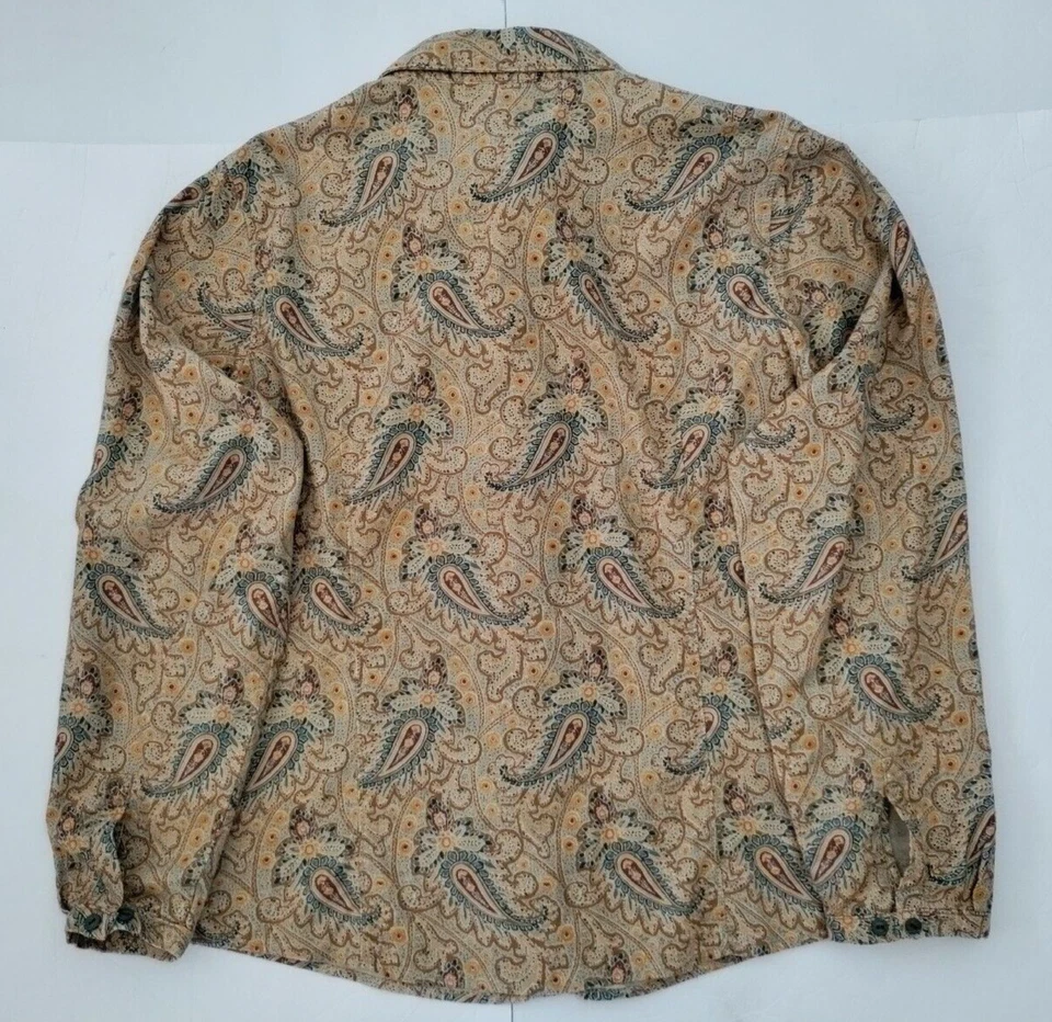 Camisa Woolrich Mujer XL Aqua Multi Paisley Algodón Pana Manga Larga Botones Foto 4 de 4