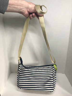 Lily Bloom Navy Blue and White Stripe Crossbody Bag