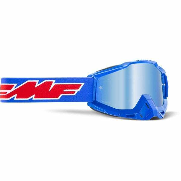 FMF PowerBomb Motocross MX Bike Goggles - Rocket Blue With Mirro
