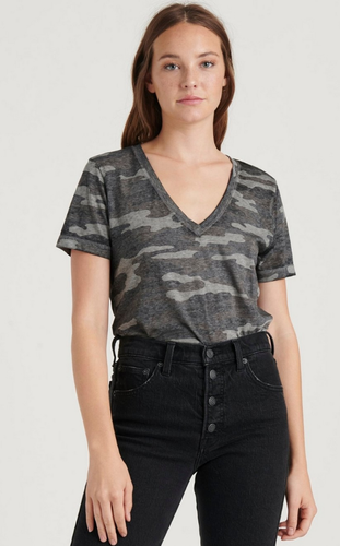 Lucky Brand Women's Size Small Short Sleeve Camo V-Neck Tee Shirt Casual Stylish