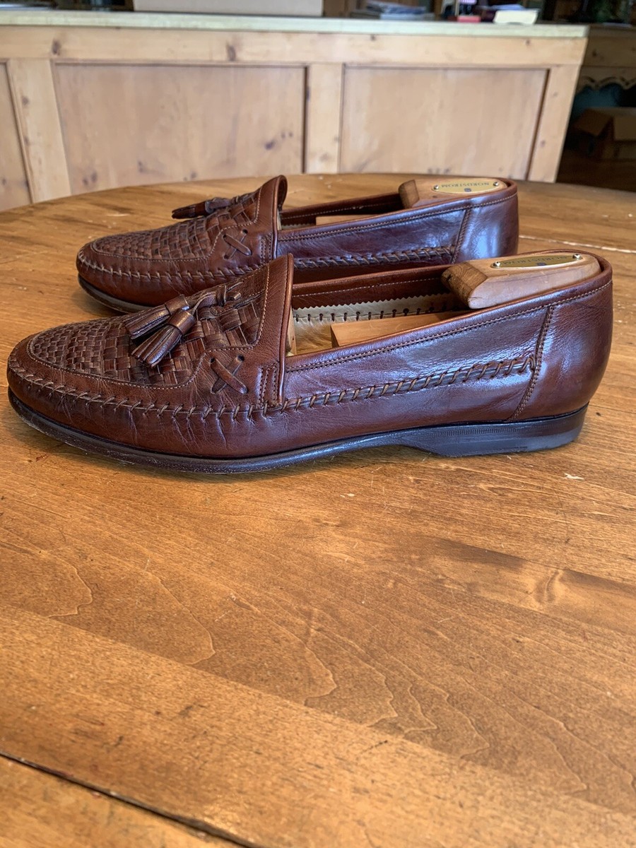 $700 Retail Santoni Brown Weave Tassel Loafers 10 D | eBay display picture 2