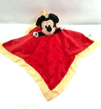Disney Baby Red Gold Plush Mickey Mouse Security Blanket Rattle Lovey 15"