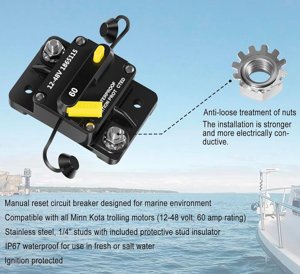 Disyuntor para motor de arrastre Minn Kota MKR-27 60 AMP 12-48 voltios 1865115 Foto 4 de 4