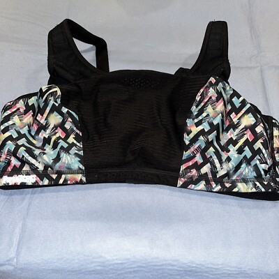 Glamorise 9167 Full Figure Elite Wonderwire Sports Bra Black/Multi 42F