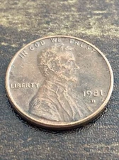 1981 D Penny Error Variety Lincoln Memorial D/D Filled “D” Actual Coin TK3991*