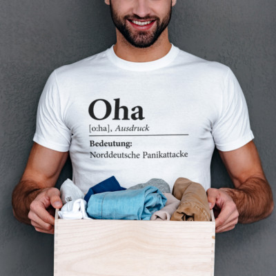 Oha Norddeutsche Panikattacke Moin Nordsee Sprüche Spaß Lustig Comedy T-Shirt