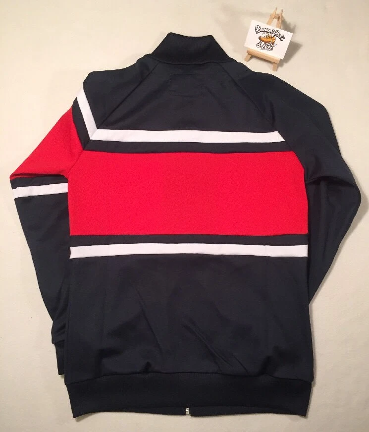 Diadora 80s 90s Track Top Navy Red White UK XS EU S CASUAL VINTAGE