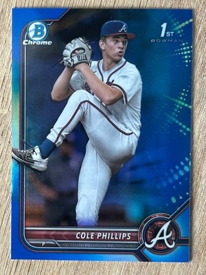 2022 1st Bowman Draft Chrome Blue Refractor /150 Cole Phillips #BDC-90 Braves