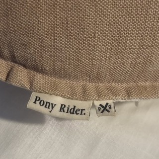 Pony Rider Round Decorative Pillow Cotton Beige/White Geometric Piped Edges