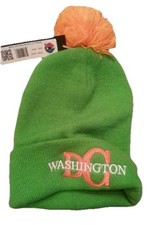 DC Hat Washington Winter NWT Knit Ski OSFA Green Orange Pom Pom Cityhunter