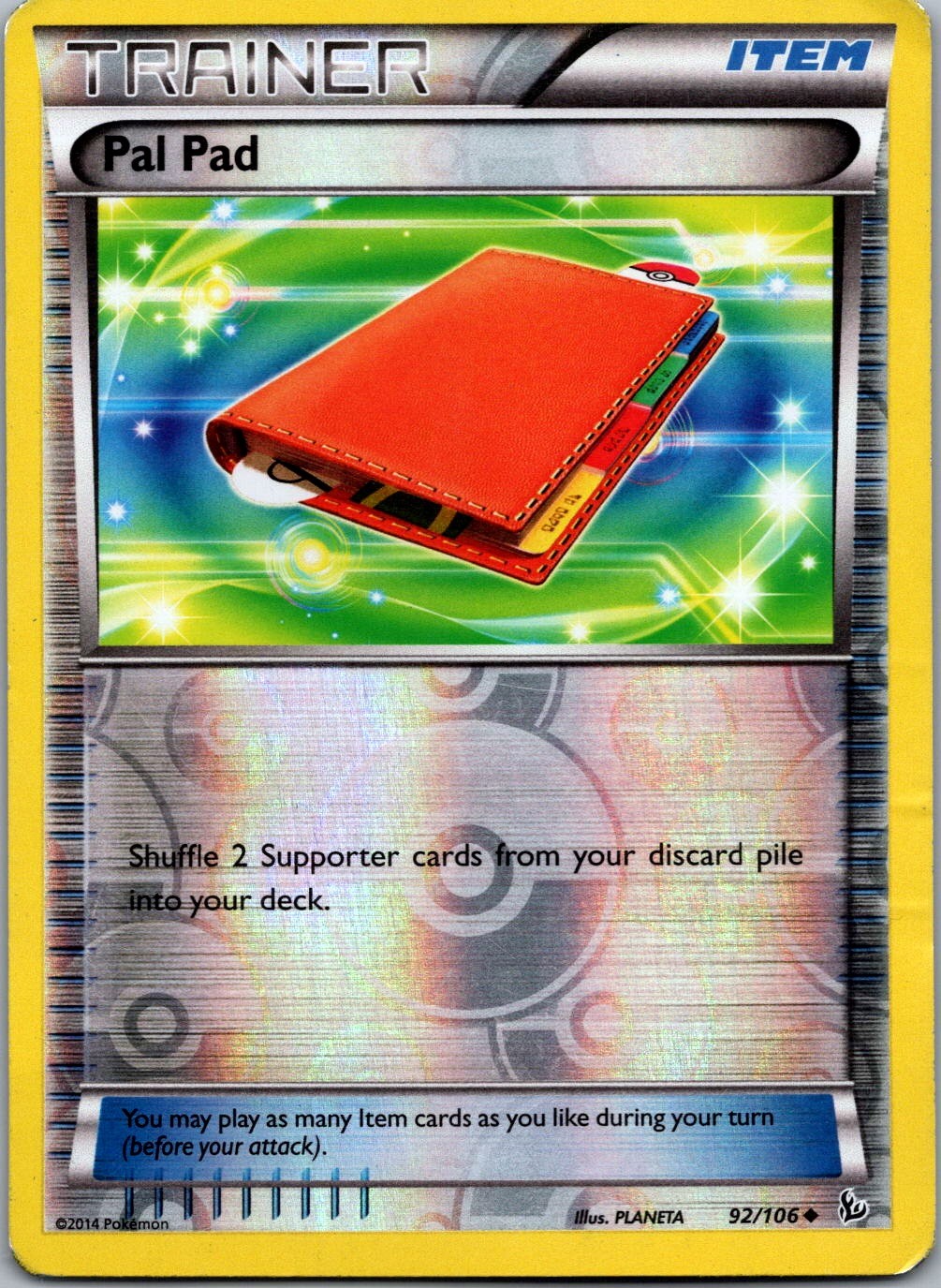 Pal Pad 92/106 XY - Flashfire Uncommon Reverse Holo NM/LP