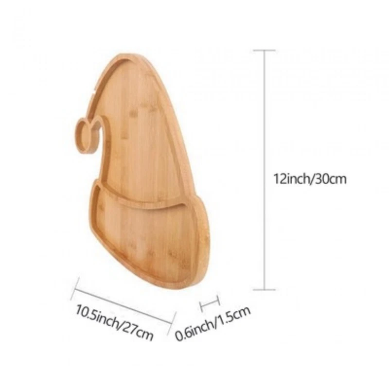 Christmas Decorative Plate Organizer Xmas Decor Holiday Wooden Food Dish Tray - Image 2 of 4