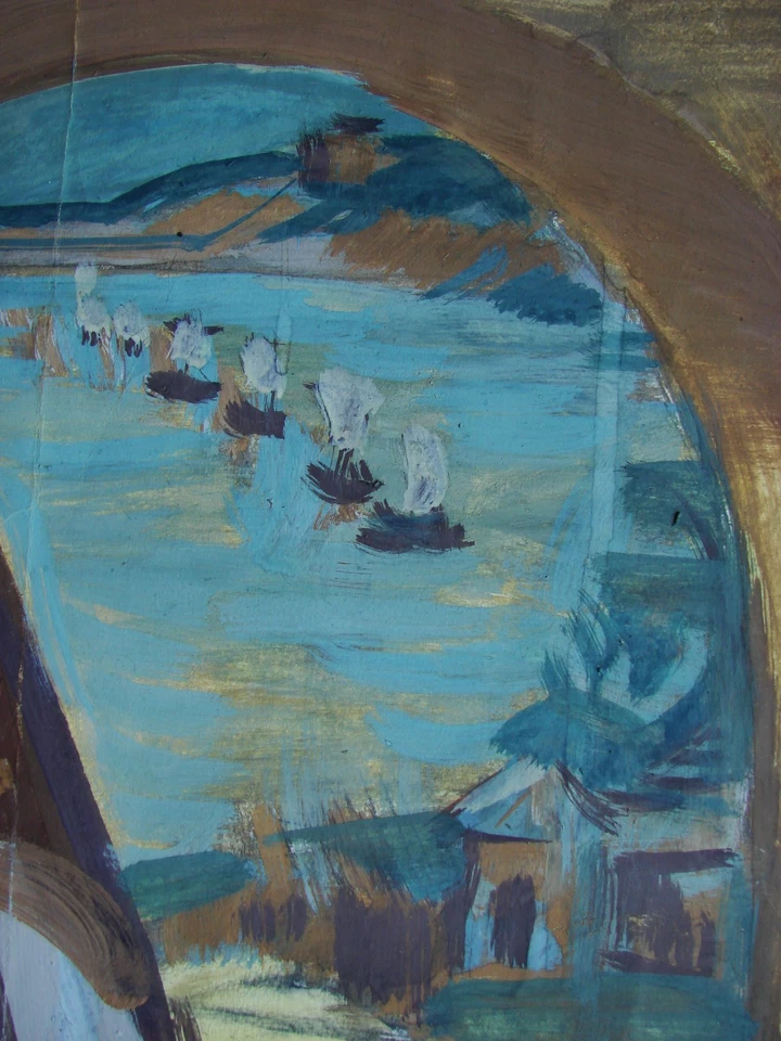 Ukrainian Soviet gouache Painting historical portrait duke Kyiv Bouchukism Art - Image 4 of 4