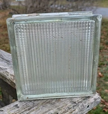 Vintage Reclaimed Glass Blocks 7.5 x 7.5 x 3.125 Salvage Light Brick Lines