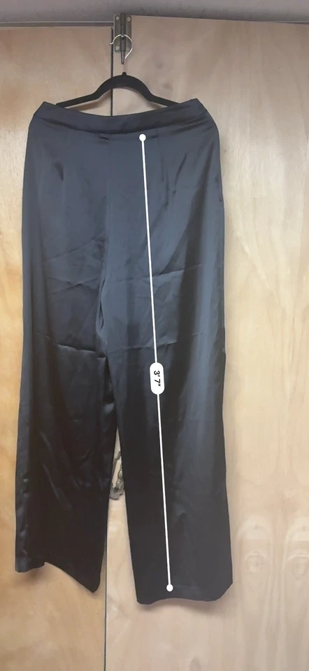 Michael Kors Women's Black Satin Pleated Wide Leg Pockets Pants Size 10 - Image 3 of 4