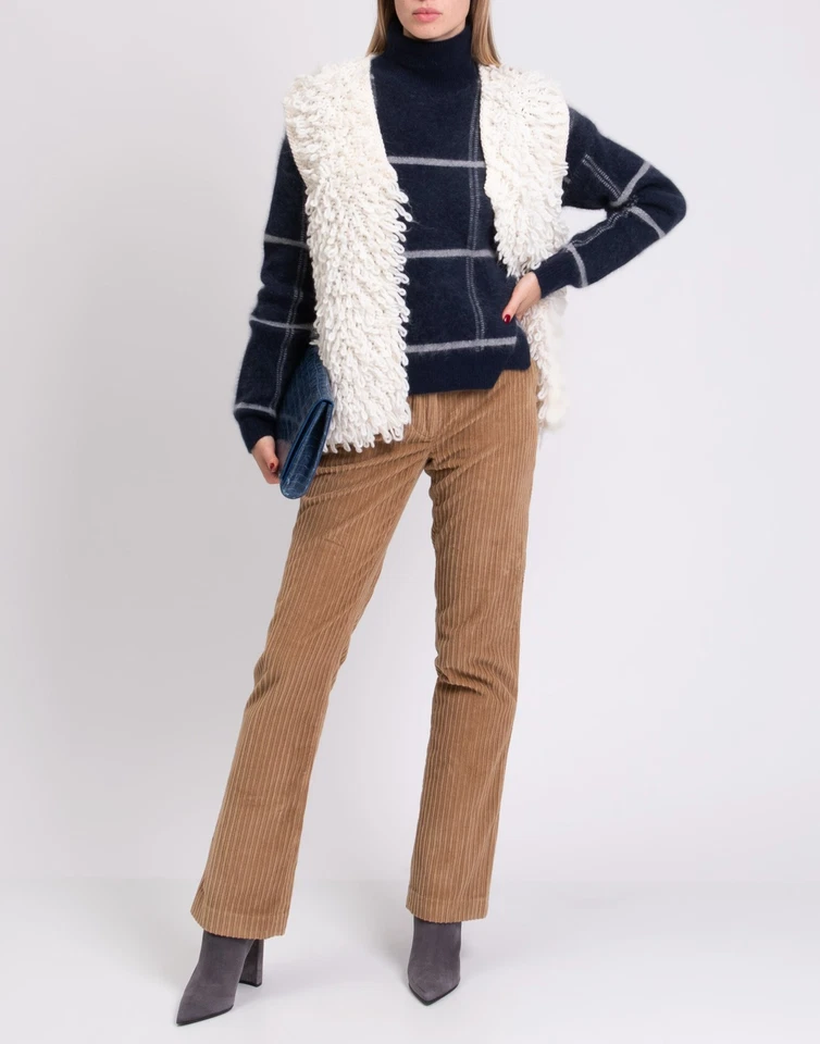 GEORGE J. LOVE Gilet Size L Alpaca & Wool Blend Crochet Loop Knit Fringes - Image 2 of 4