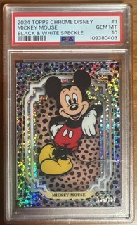 2024 TOPPS CHROME DISNEY MICKEY MOUSE BLACK & WHITE SPECKLE 38/101 PSA 10