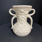 Vintage Shawnee Double Handle Dogwood Vase USA Pottery 5" Ribbed FREE SHIPPING