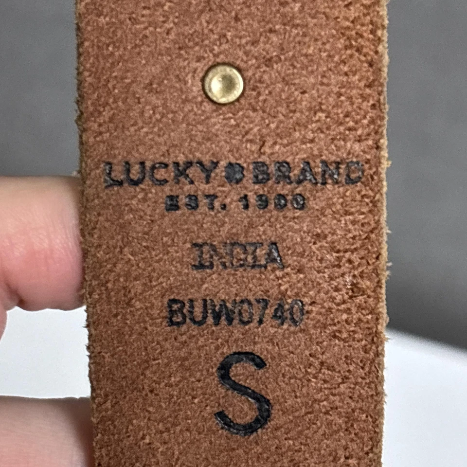 Cinturón Lucky Brand S Cuero Marrón Bordado Latón Boho Western Hippie 32-36" Foto 4 de 4