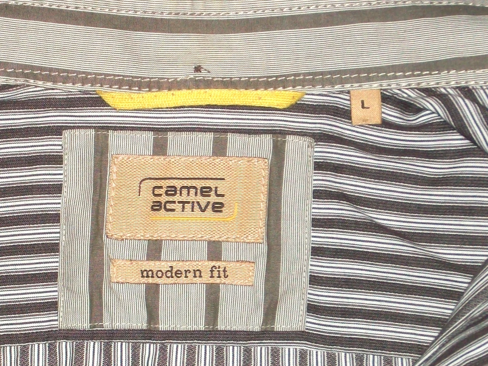 Camel Active Long Sleeved Shirt in Brown/ Grey Stripes Size L - Image 3 of 4