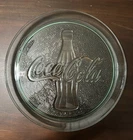Vintage Coca Cola Logo Clear Green 13" Round Glass Serving Dish Platter Tray