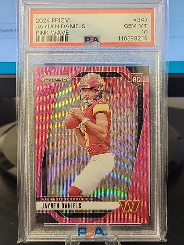 2024 Prizm Football Jayden Daniels Pink Wave PSA 10