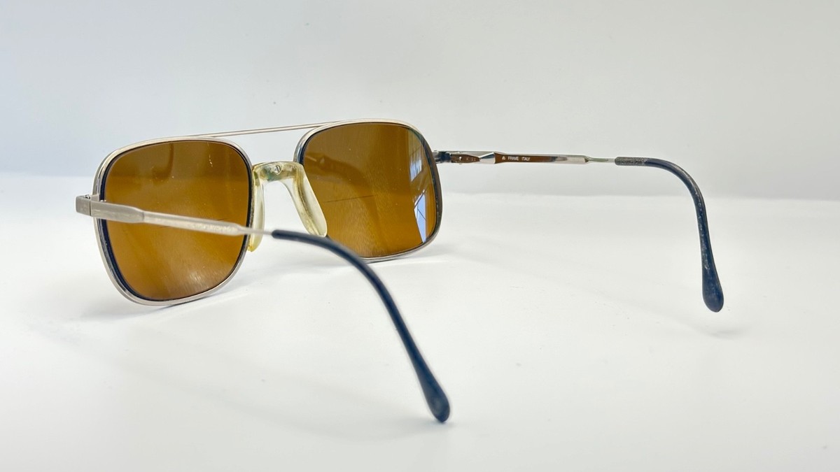 Vintage Luxottica Ricardo Gunmetal Pilot Metal Sunglasses FRAMES ONLY Italy View 5