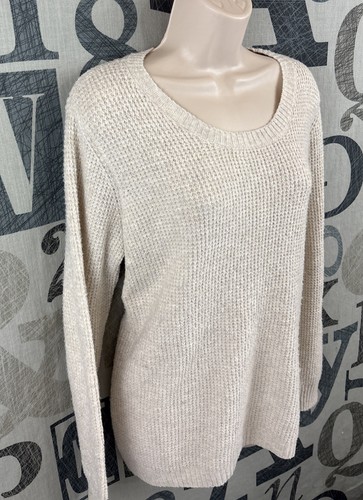 Market Spruce Women XL Sweater Soft Waffle Knit Lightweight Cream Long Sleeve - Picture 1 of 8