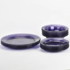 Vintage Amethyst Festiva Dinnerware Pyrex Festiva Swirl Pattern 16 Piece Set