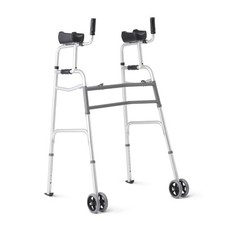 Medline Upright Folding Walker w/ Forearm Supports 2 Wheels Adjustable Open Box