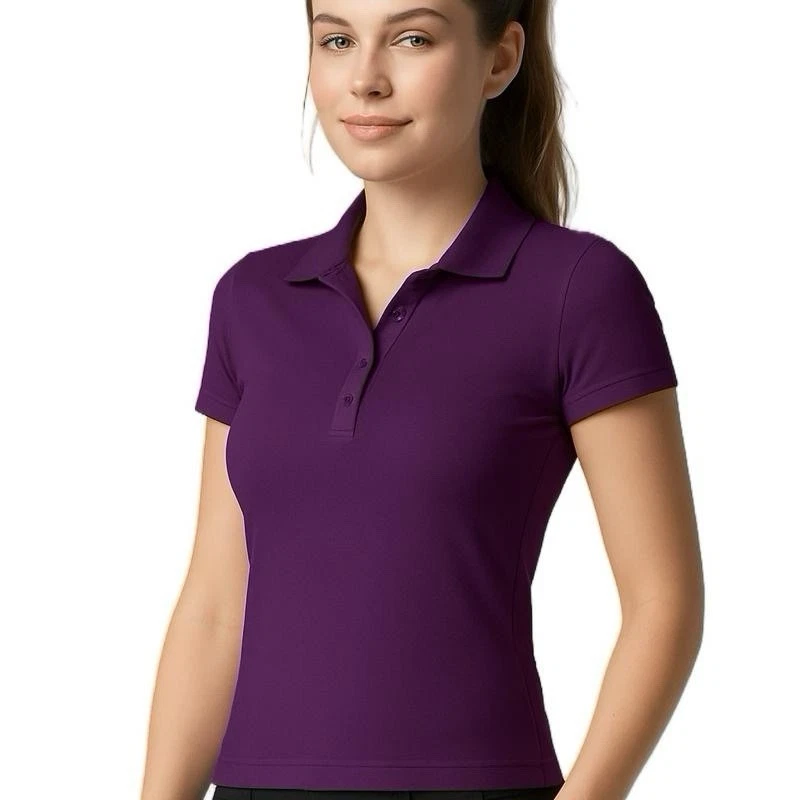 Womens Plain Polo Shirt  Short Sleeve  Casual Ladies  Sports Top - Image 4 of 4